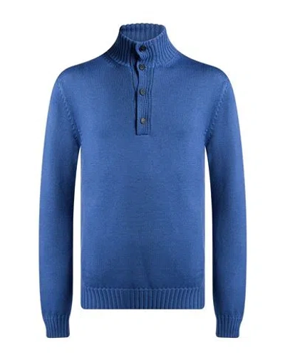 Alpha Studio Man Turtleneck Pastel Blue Size 44 Merino Wool