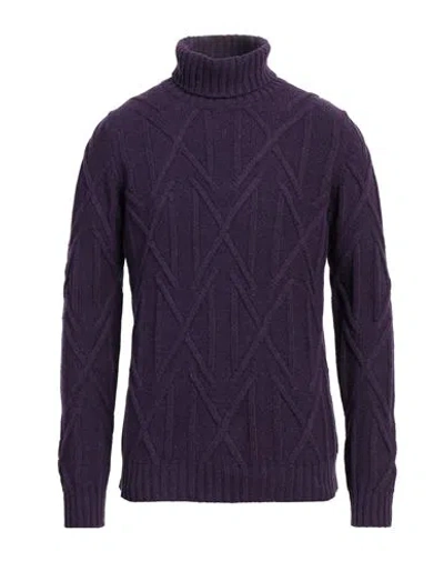 Alpha Studio Man Turtleneck Purple Size 42 Wool, Alpaca Wool, Polyamide