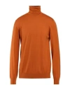 Alpha Studio Man Turtleneck Rust Size 42 Merino Wool In Brown