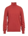 Alpha Studio Man Turtleneck Rust Size 44 Geelong Wool In Red