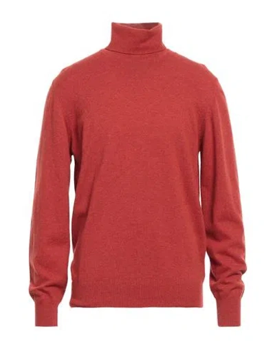 Alpha Studio Man Turtleneck Rust Size 44 Geelong Wool In Red