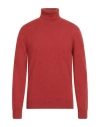Alpha Studio Man Turtleneck Rust Size 44 Geelong Wool In Red