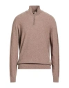 Alpha Studio Man Turtleneck Sand Size 44 Geelong Wool In Nude