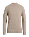 Alpha Studio Man Turtleneck Sand Size 48 Merino Wool In Brown