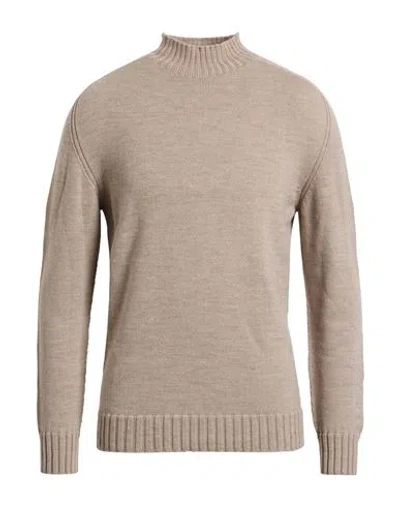 Alpha Studio Man Turtleneck Sand Size 48 Merino Wool In Brown