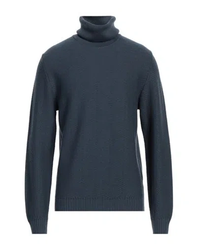 Alpha Studio Man Turtleneck Slate Blue Size 42 Merino Wool In Blue