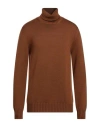 Alpha Studio Man Turtleneck Tan Size 42 Merino Wool In Brown