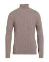 Alpha Studio Man Turtleneck Taupe Size 38 Wool