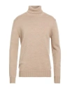 Alpha Studio Man Turtleneck Taupe Size 42 Merino Wool In Pink