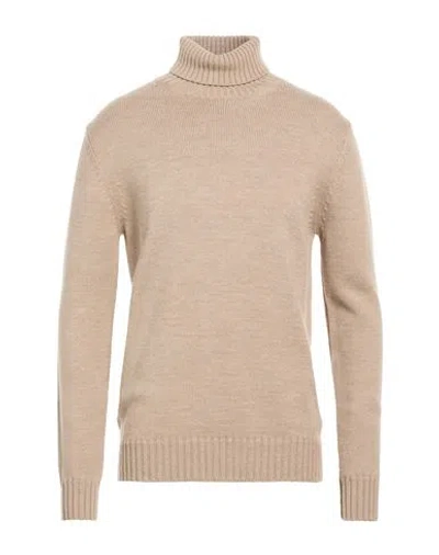 Alpha Studio Man Turtleneck Taupe Size 42 Merino Wool In Pink