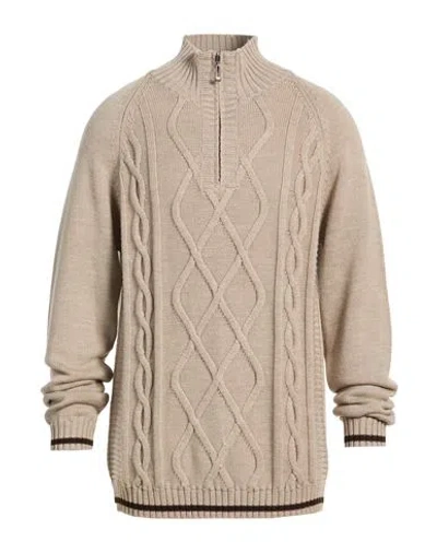 Alpha Studio Man Turtleneck Taupe Size 44 Wool In Brown