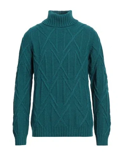 Alpha Studio Man Turtleneck Turquoise Size 44 Wool, Alpaca Wool, Polyamide In Blue
