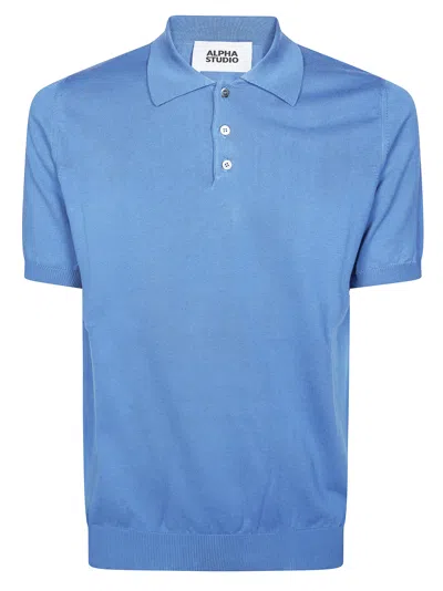 Alpha Studio Men's Classic Polo With Buttons In Blue