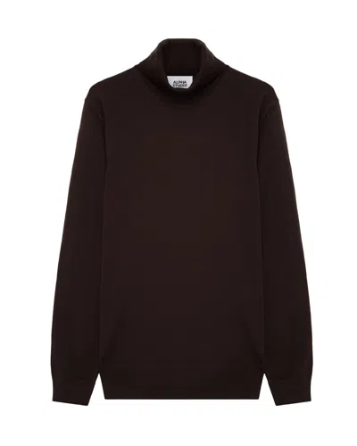 Alpha Studio Men's Merino Wool Turtleneck Sweater In Marrone