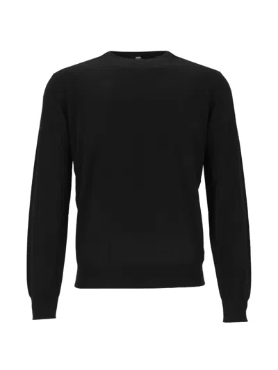 Alpha Studio Merino Wool Crew-neck Sweater In Black
