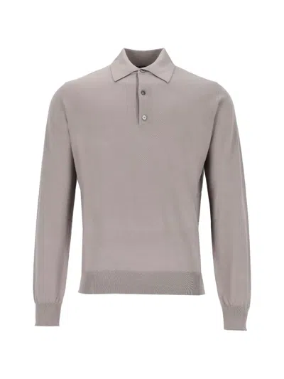 Alpha Studio Merino Wool Polo Shirt In Grau
