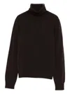 Alpha Studio Merino Wool Turtleneck Sweater In Brown