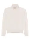 Alpha Studio Merino Wool Turtleneck Sweater In White