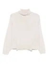 Alpha Studio Merino Wool Turtleneck Sweater In White