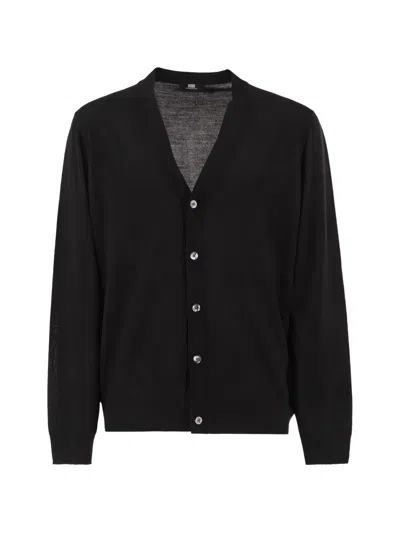 Alpha Studio Merino Wool V-neck Cardigan In Black