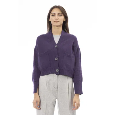 Alpha Studio Merino Wool Women's Cardigan In Purple