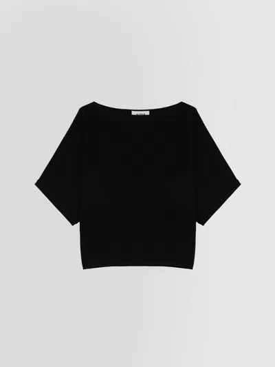 Alpha Studio Mesh With Black Woman Boat Neck In Brown