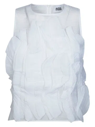 Alpha Studio Mini Cotton Bellissimo Top For Women In White