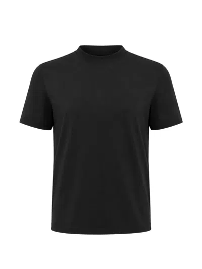 Alpha Studio Mock-neck Short-sleeve T-shirt In Black