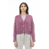 Alpha Studio Multicolor Merino Wool Cardigan In Pink