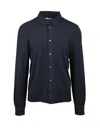 Alpha Studio Navy Blue Cotton Elastane Shirt In Blue