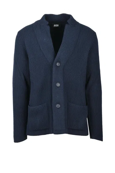 Alpha Studio Notched Lapel Jacket - Midnight Blue