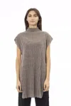 Alpha Studio Brown Nylon Sweater In Grey