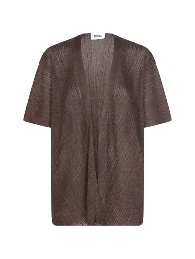 Alpha Studio Open-front Cardigan In Brown