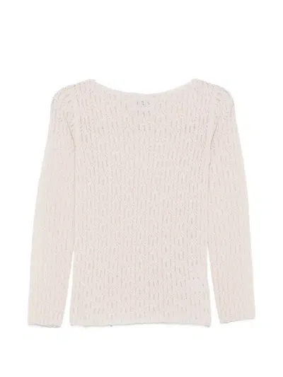 Alpha Studio Open-knit Long-sleeve Sweater In Neutrals