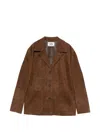 Alpha Studio Patch-pocket Suede Blazer In Brown