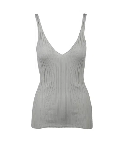 Alpha Studio Pearl Grey Ribbed Tank Top In Gray