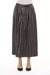 Alpha Studio Woman Midi Skirt Dark Brown Size 10 Polyurethane In Brown