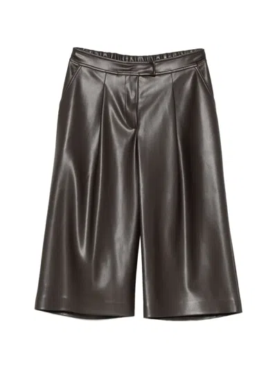 Alpha Studio Pleated Knee-length Shorts In Brown