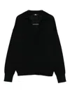 Alpha Studio Long-sleeve Black Merino Wool Top In Black