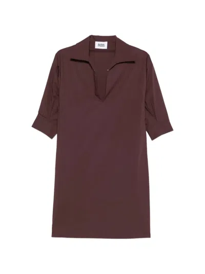 Alpha Studio Polo-collar Mini Dress In Brown
