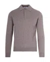 Alpha Studio Long-sleeve Polo Shirt In Gray