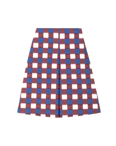 Alpha Studio Poplin Check Skirt In Multi