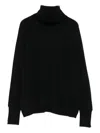 Alpha Studio Relaxed Fit Black Turtleneck Sweater In Black