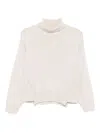 Alpha Studio Relaxed Fit White Merino Wool Sweater In Neutral