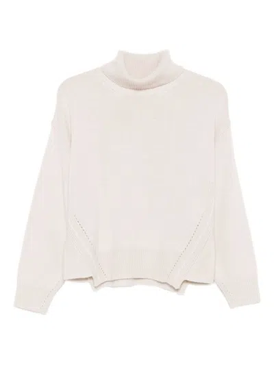 ALPHA STUDIO RELAXED FIT WHITE MERINO WOOL SWEATER