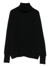 Alpha Studio Relaxed Fit Black Turtleneck Sweater In Multi