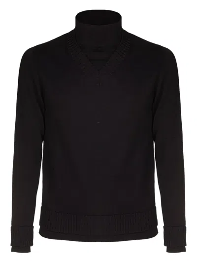 Alpha Studio Roll-neck Sweater In Black