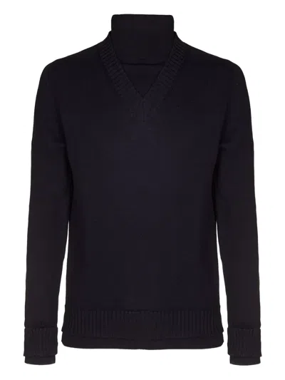 Alpha Studio Roll-neck Sweater In Blue