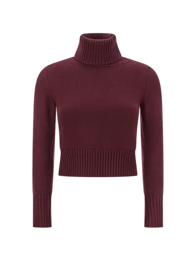 Alpha Studio Roll-neck Cropped Sweater In Purple