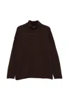 Alpha Studio Roll-neck Drop-shoulder Knit In Brown